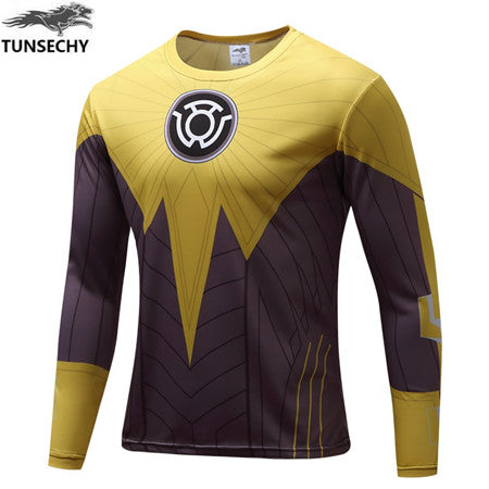 TUNSECHY NEW Marvel Super Heroes Avenger Batman T shirt Men Compression Armour Base Layer Long Sleeve Thermal Under Top Fitness