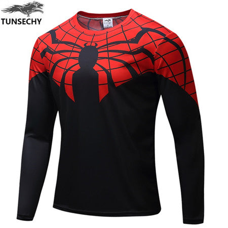 TUNSECHY NEW Marvel Super Heroes Avenger Batman T shirt Men Compression Armour Base Layer Long Sleeve Thermal Under Top Fitness
