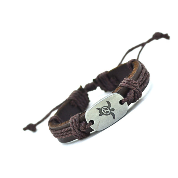 2017 Peace Turtles Genuine Leather Charm Bracelet Cuff Braided Wrap Bracelet & Bangles Fashion For Women Men Gifts