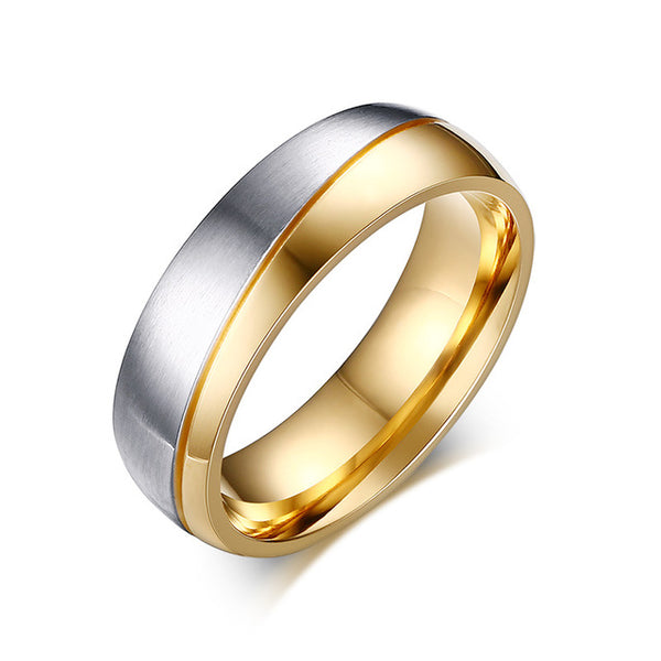 Vnox Rings For Women Man Wedding Ring Gold-color 316l Stainless Steel Promise Jewelry