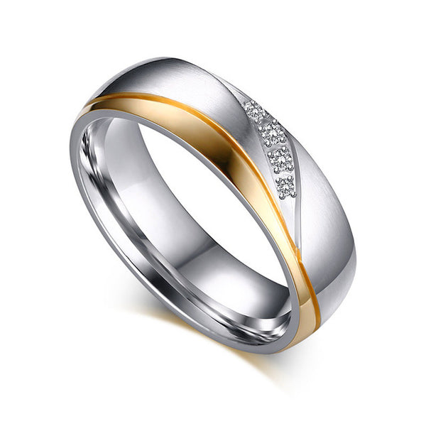 Vnox Rings For Women Man Wedding Ring Gold-color 316l Stainless Steel Promise Jewelry