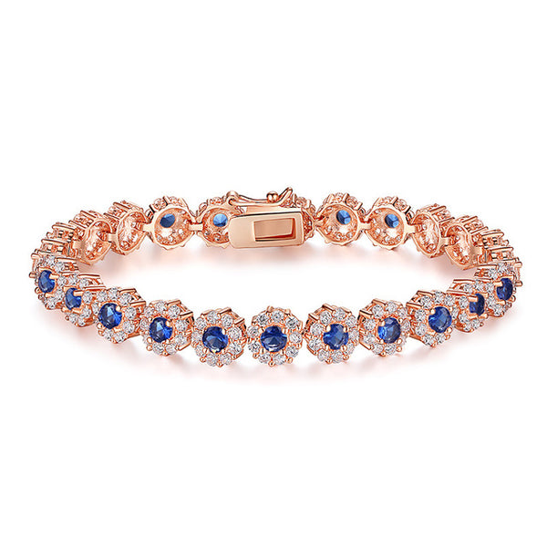 BAMOER 7 Colors  Rose Gold Color Chain Link Bracelet for Women Ladies Shining AAA Cubic Zircon Crystal Jewelry Gift  JIB012