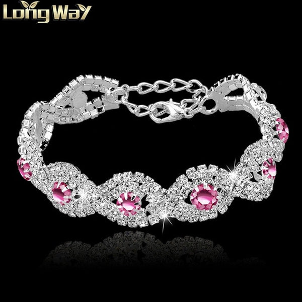 TOUCHEART Crystal Bracelets For Women Femme Silver color Charm Bracelets Bangles Wedding Jewelry With Stones 2017 SBR140169