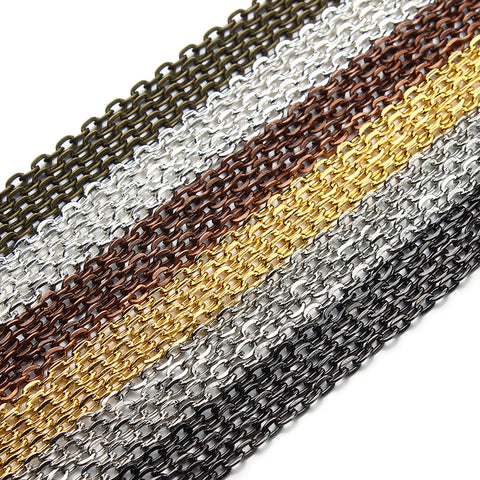 10m/lot Rhodium/Silver/Gold/Gunmetal/Antique Bronze Color Necklace Chains Brass Bulk for DIY Jewelry Making Materials F712