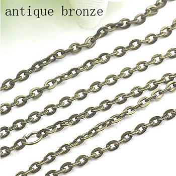 10m/lot Rhodium/Silver/Gold/Gunmetal/Antique Bronze Color Necklace Chains Brass Bulk for DIY Jewelry Making Materials F712