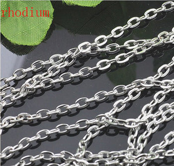 10m/lot Rhodium/Silver/Gold/Gunmetal/Antique Bronze Color Necklace Chains Brass Bulk for DIY Jewelry Making Materials F712