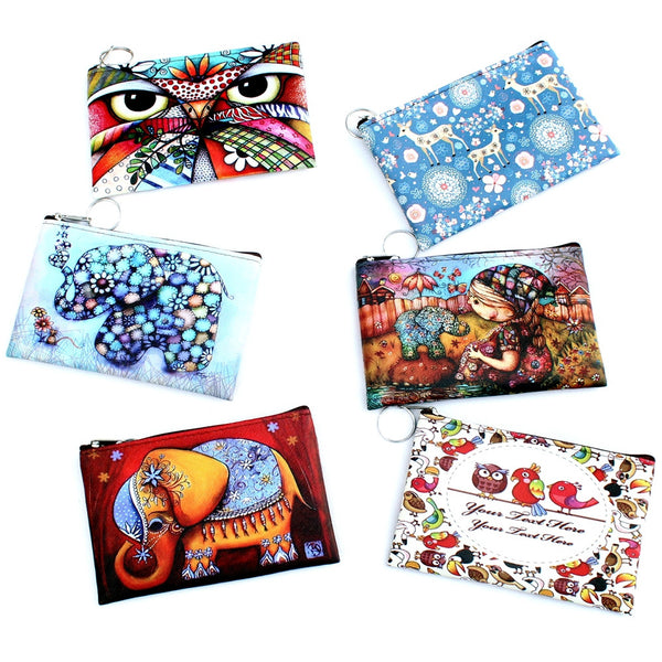 Owl Elephant giraffes Print coin purse,Ladies clutch change purse,Women cartoon zero wallet,Female Zipper coins bag wallet pouch