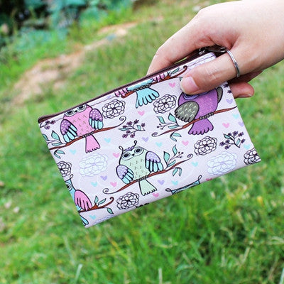 Owl Elephant giraffes Print coin purse,Ladies clutch change purse,Women cartoon zero wallet,Female Zipper coins bag wallet pouch