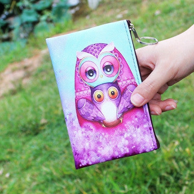 Owl Elephant giraffes Print coin purse,Ladies clutch change purse,Women cartoon zero wallet,Female Zipper coins bag wallet pouch