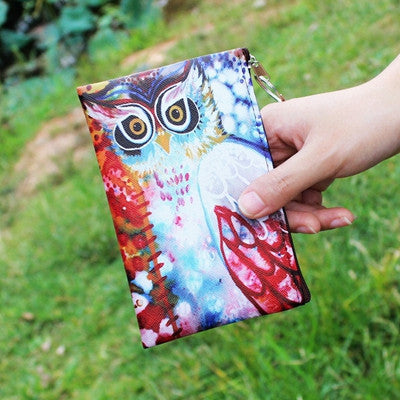 Owl Elephant giraffes Print coin purse,Ladies clutch change purse,Women cartoon zero wallet,Female Zipper coins bag wallet pouch