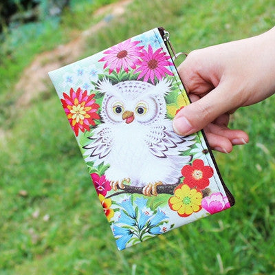 Owl Elephant giraffes Print coin purse,Ladies clutch change purse,Women cartoon zero wallet,Female Zipper coins bag wallet pouch