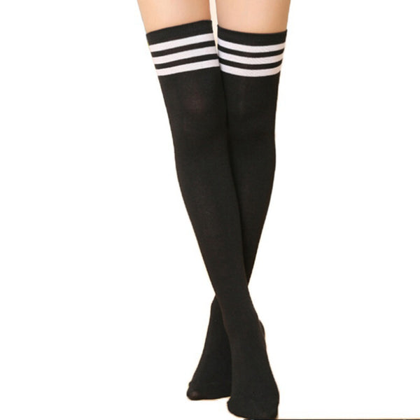 Fashion Striped Knee Socks Women Cotton Thigh High Over The Knee Stockings for Ladies Girls 2017 Warm Long Stocking Sexy Medias