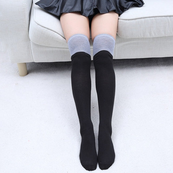Fashion Striped Knee Socks Women Cotton Thigh High Over The Knee Stockings for Ladies Girls 2017 Warm Long Stocking Sexy Medias