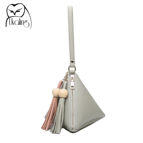 UKQLING Mini Triangle Women Clutch Purse Hand Bag Wristlets Strap Small Women Bag Lady Clutches Casual Phone Package 3 Colors