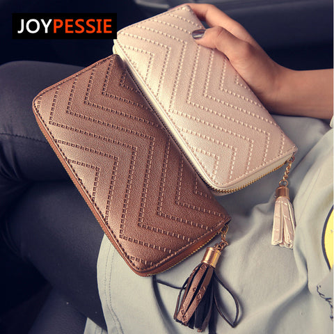 JOYPESSIE New Fashion leather Women Wallet tassel luxury brand casual PU Wallet Long Ladies Clutch Coin Purse