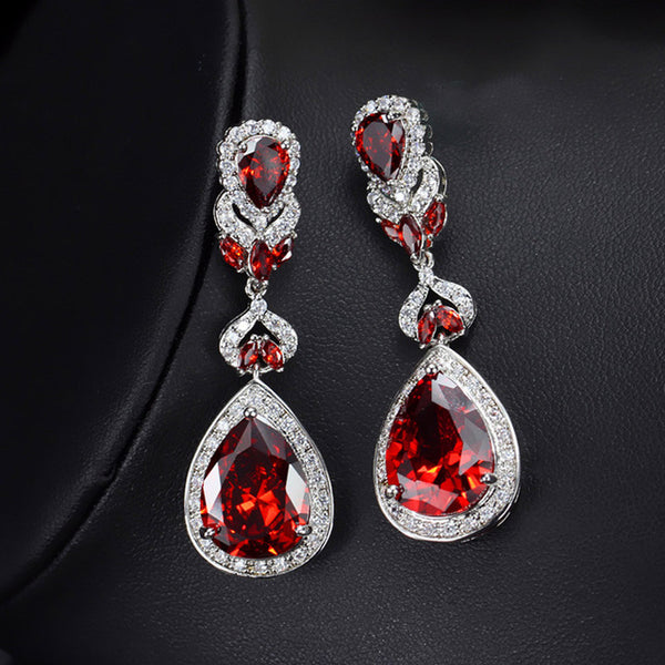 CWWZircons Elegant Water Drop Shaped Cubic Zirconia Crystal Bridal Long Earrings Luxury Wedding Jewerly For Brides CZ166