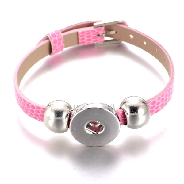 New Arrivals 15 Cols Cheaper PU Leather DIY Armband 18mm Snap Button Bracelet Jewelry SZ0281
