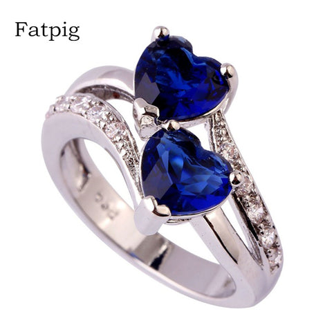 Fatpig Jewelry Fashion Ring Size 6 7 8 9 10 11 12 Silver Plated Rhinestone Women Ring