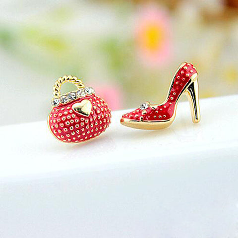 Tomtosh New Fashion Cute Bags Heels Shoe Asymmetric Earrings For Women Gold wholesale High Quality boucle