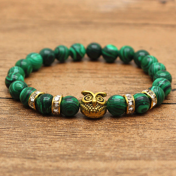 Hansion Hot Roman Knight Spartan Warrior Gladiator Helmet Rhinestone Bracelet Men Malachite Stone Bead Bracelets For Men Jewelry