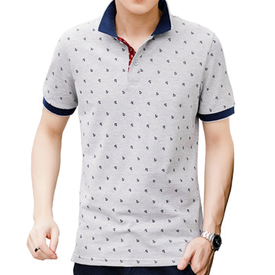 Polo Shirt Men Summer 100% Cotton Printed POLO Shirts Brands Short Sleeve Camisas Polo Stand Collar Male Polo Shirts 3XL,EDA377