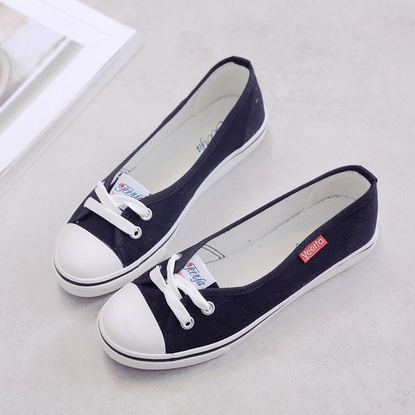 Spring light canvas shoes women shoes slip-on Korean tide students set foot pedal flat shoes