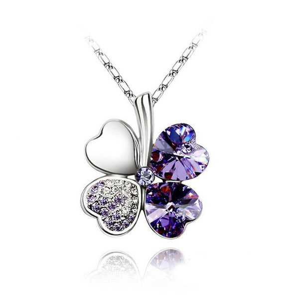 2017 Heart Chains Silver Crystal Clover Charm Pendants Fine Jewelry Statement Necklaces For Women Best Friend Black Friday