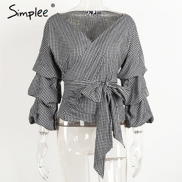 Simplee Ruffled off shoulder white blouse shirt Autumn sexy ruched sleeve cool blouse Women waist tie cotton top tees blusas
