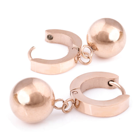 Romantic Rose Gold-Color Fashion Stainless steel Earrings Jewelry Women's Cubic Zirconia Hoop Earrings