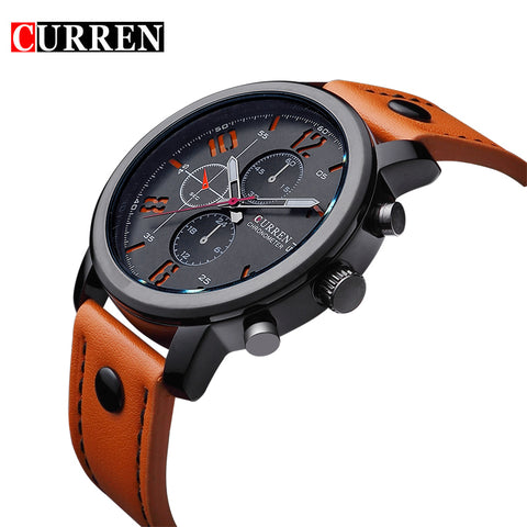 Original CURREN Top Brand Men Sports Waterproof Quartz Watch Fashion Military Luxury Leather Wristwatch relogio masculino 8192