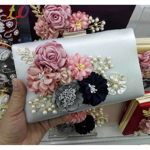 2017 newest Women Black Envelope Evening Clutch Bags Flower Chain Ladies Day Clutches Wine Purple Female Wedding Bag Purse 808