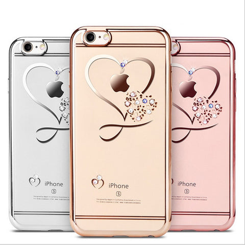 For iPhone 6 Case Ultra Thin Clean Soft TPU Crystal Phone Cases Rose Plating Glitter Diamond Cover For iPhone 6 6S 7 7 Plus Case