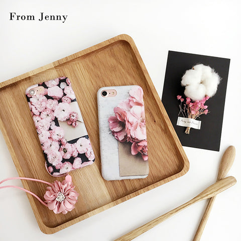 [From Jenny] Hot 3D Blossom Cherry Flower Petal Case Cover for Apple iPhone 7 7plus Case Luxury Fundas for 6 6s Plus Soft TPU