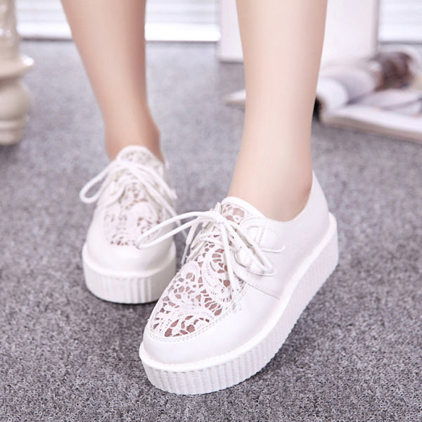 Creepers shoes 35-41 women Shoes plus size ladies platform shoes 2017 Women Flats shoes