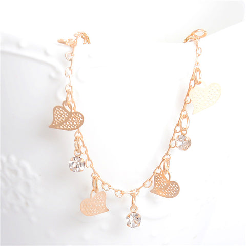 SHUANGR Best Deal Women Beach Anklets Heart Crystal Rhinestone Ankle Chains Foot Jewelry Anklets Foot Chain Jewelry Gift 1PC