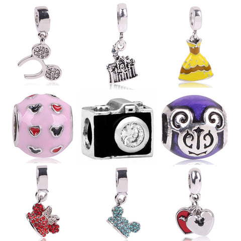 Fashion Perles Jewelry Silver Color Cute Mickey car Mom Bead Bijoux Beads Fit Diy Pandora Charms Bracelet Wholesale diy Beads