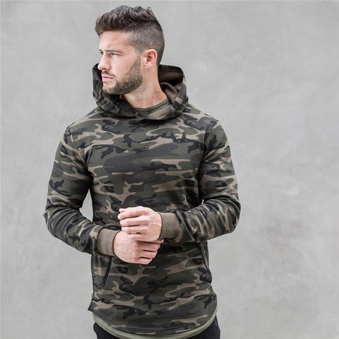2017 spring new Mens Camouflage Hoodies Fashion leisure pullover fitness Bodybuilding jacket Sweatshirts sportswear clothing
