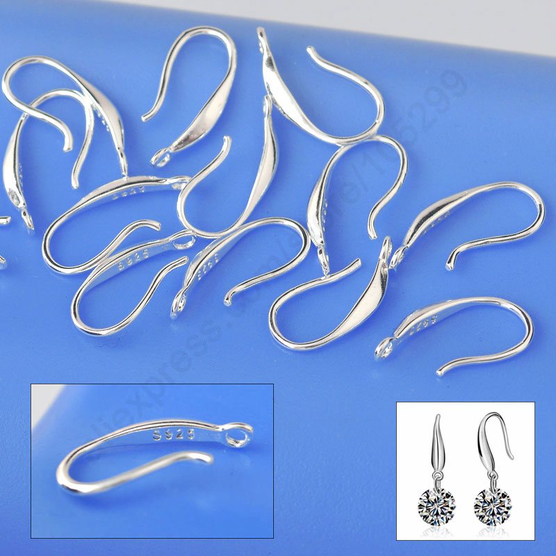 JEXXI Wholesale 50PCS Genuine Solid 925 Sterling Silver Earring Smooth Hook Ear Wires DIY Earring Accessories Jewelry Findings