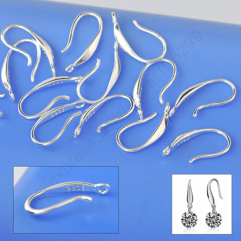 JEXXI Wholesale 50PCS Genuine Solid 925 Sterling Silver Earring Smooth Hook Ear Wires DIY Earring Accessories Jewelry Findings