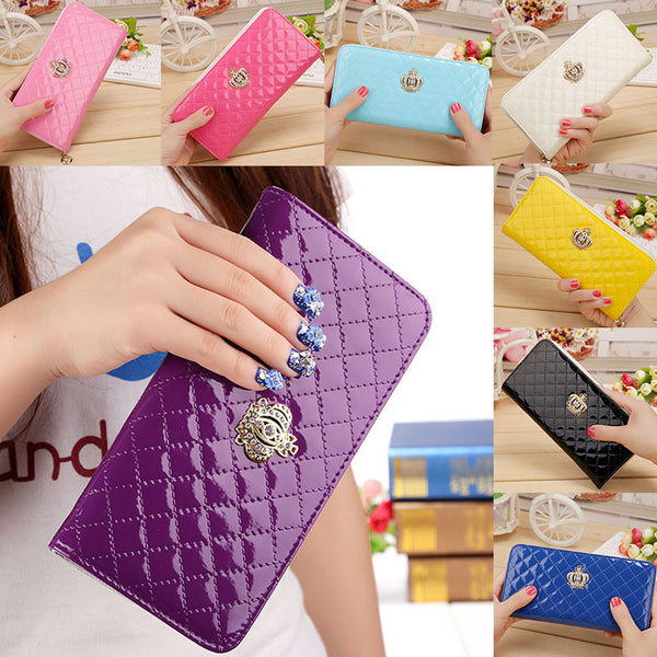 Women Long Wallet Crown Purse Bag With Coin Bags Plum Flower Clutch Wallets Phone Handbag LBY2017