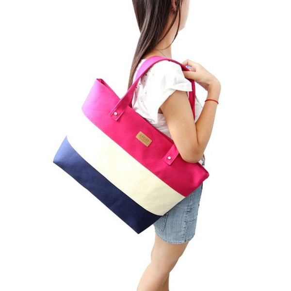 Naivety Handbags New Fashion Women Canvas Striped Totes Bags JUN7U drop shipping