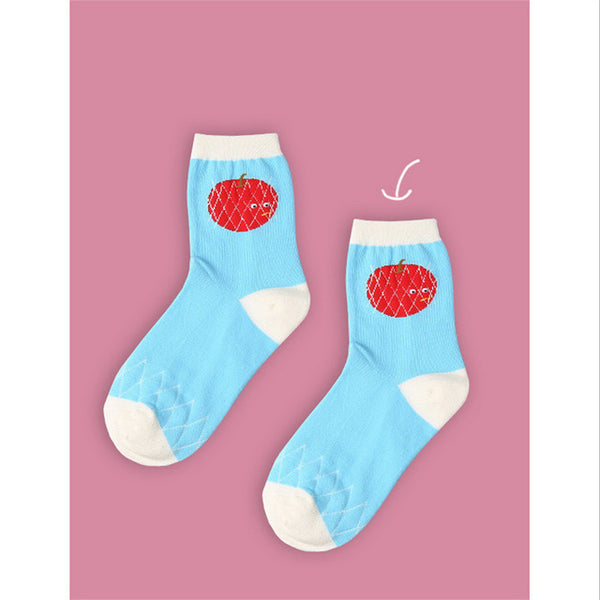 2017 cotton jacquard fruit socks women lovely striped avocado food socks dot point new design ukraine kawaii cute spring socks