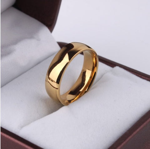 Never fading rose Gold Color 6mm Brand Rings For Women men Wedding lovers Rings Rose Gold Fine jewelry