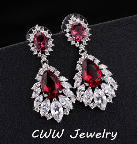 CWWZircons Elegant Chandelier AAA+ Cubic Zirconia Long Big Crystal Bridal Dangle Drop Earring For Wedding Jewelry CZ202