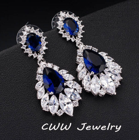 CWWZircons Elegant Chandelier AAA+ Cubic Zirconia Long Big Crystal Bridal Dangle Drop Earring For Wedding Jewelry CZ202