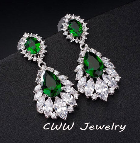 CWWZircons Elegant Chandelier AAA+ Cubic Zirconia Long Big Crystal Bridal Dangle Drop Earring For Wedding Jewelry CZ202