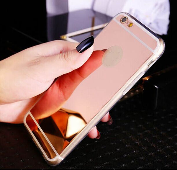 Kerzzil Rose gold Luxury Mirror Flash Fashion Case For iPhone 7 6 6S Plus 5s SE Soft Clear TPU Cover For iPhone 6 7 6S 5S