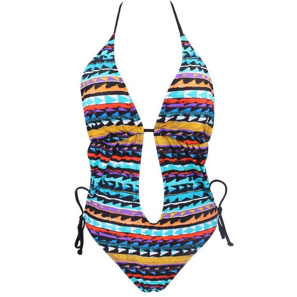 2017 Hot Sale Swimwear Women Vintage Retro One Piece Swimsuit Womens Sexy Ethnic Tribal Geometric Monokini Swimwear Bathing Suit
