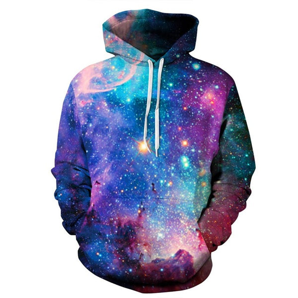 Mr.1991INC Space Galaxy 3d Sweatshirts Men/Women Hoodies With Hat Print Stars Nebula Autumn Winter Loose Thin Hooded Hoody Tops