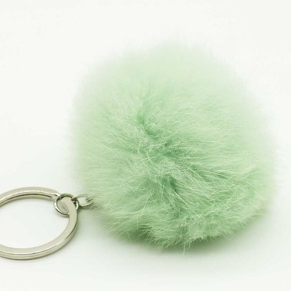 Zoeber Lovely Fluffy Rabbit Ear Fur Anime Ball Key Chain Rings Pendant Cute Pompom Artificial Rabbit Fur Keychain Women Car Bag